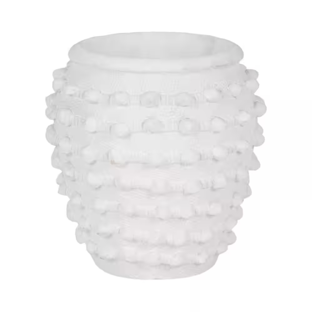 White Ceramic round Woven Knot Decorative Planter (9 In. W X 9 In. H)