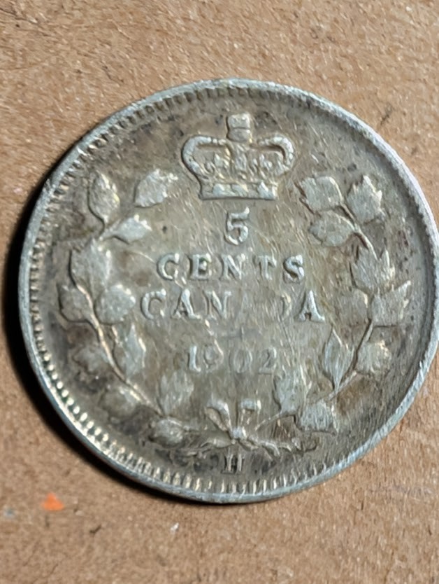 1902 H Canada 5 Cents Silver