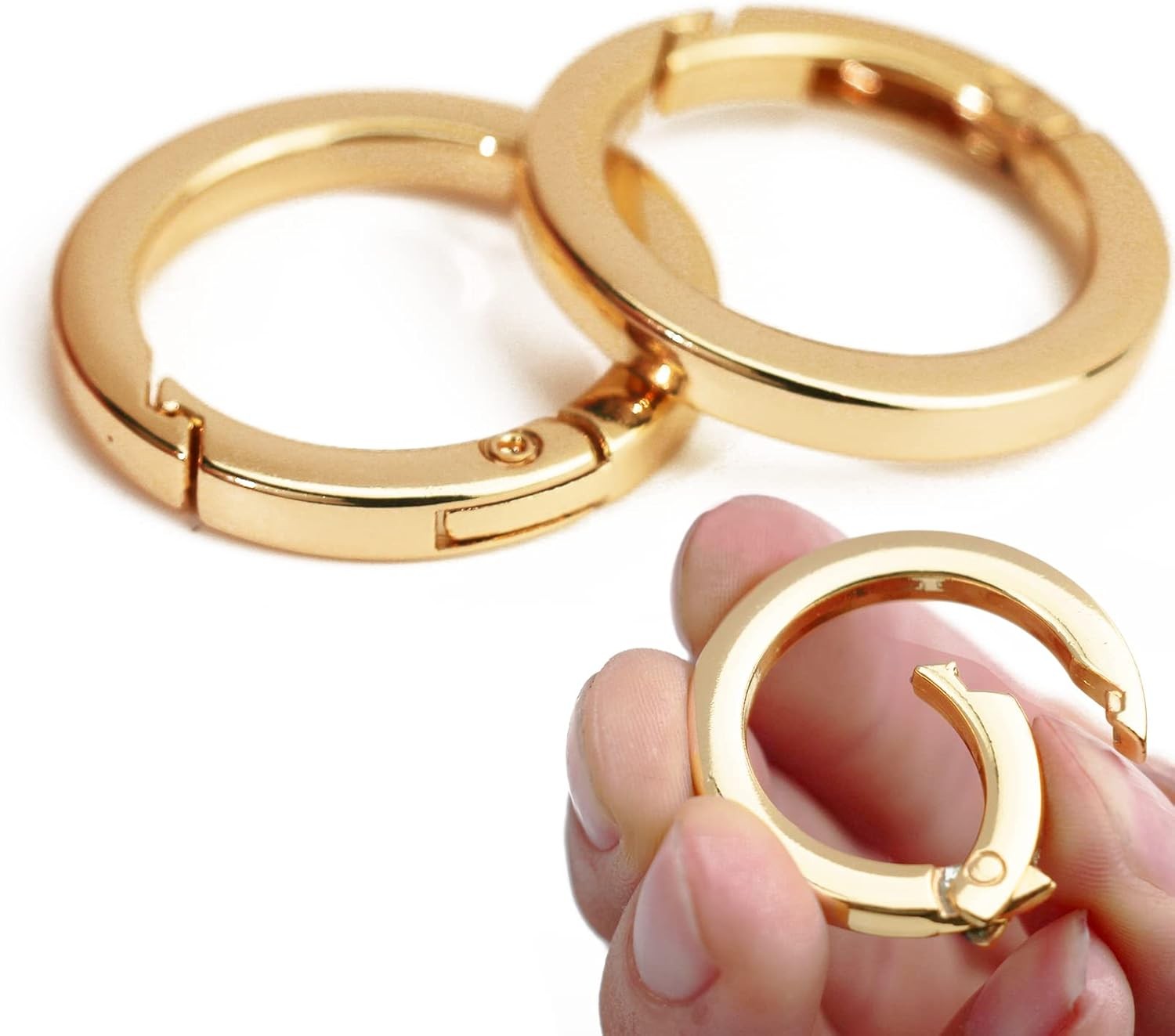 2 Pcs O Ring for Purse Strap,1 inch Spring Rings for Handbag & Keys,Gold