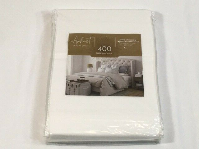 Amhurst 400 Thread Count Standard Pillowcase Set - White