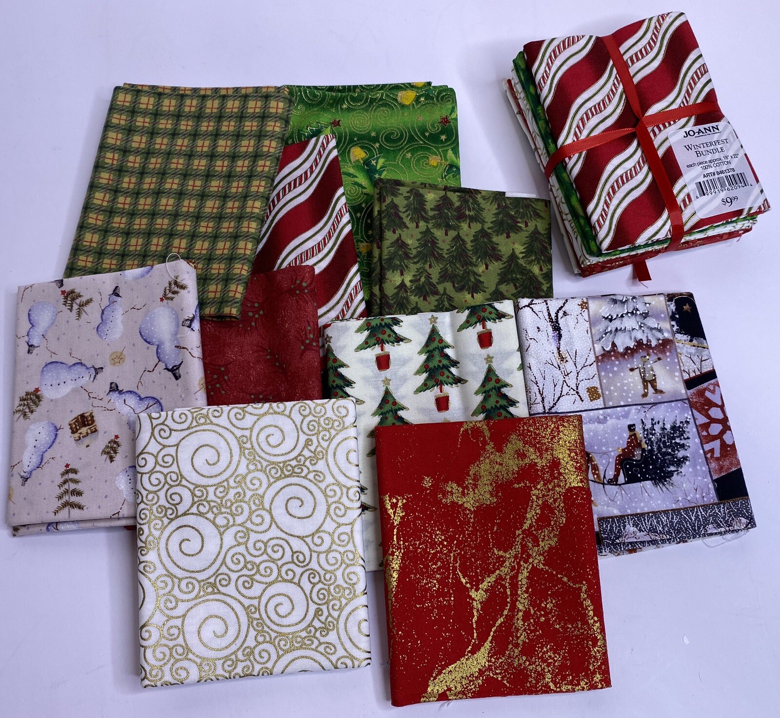 Christmas Fat Quarters Cotton Fabric Yardage Quilting Red White Miniprints Joann