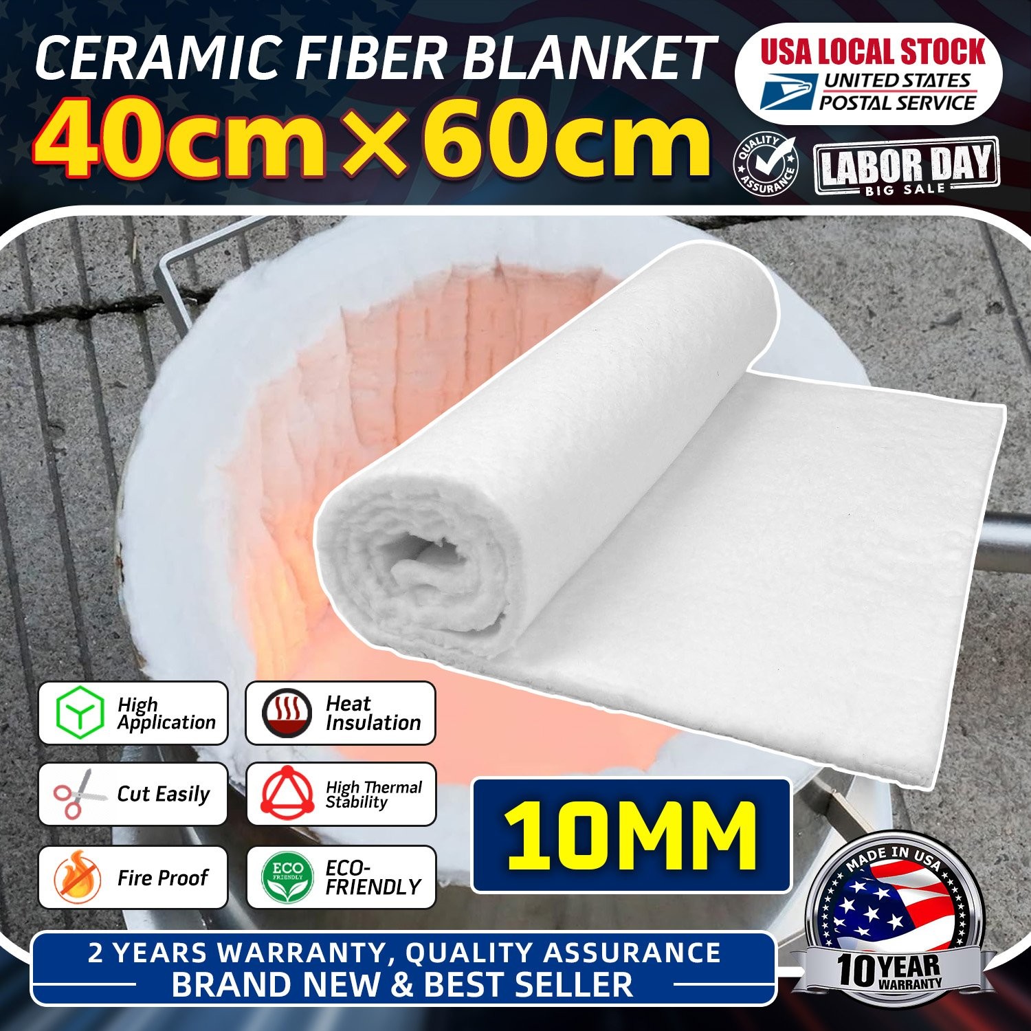 40cm×60cm Ceramic Fiber Fireproof Insulation Blanket For Multiple Uses New