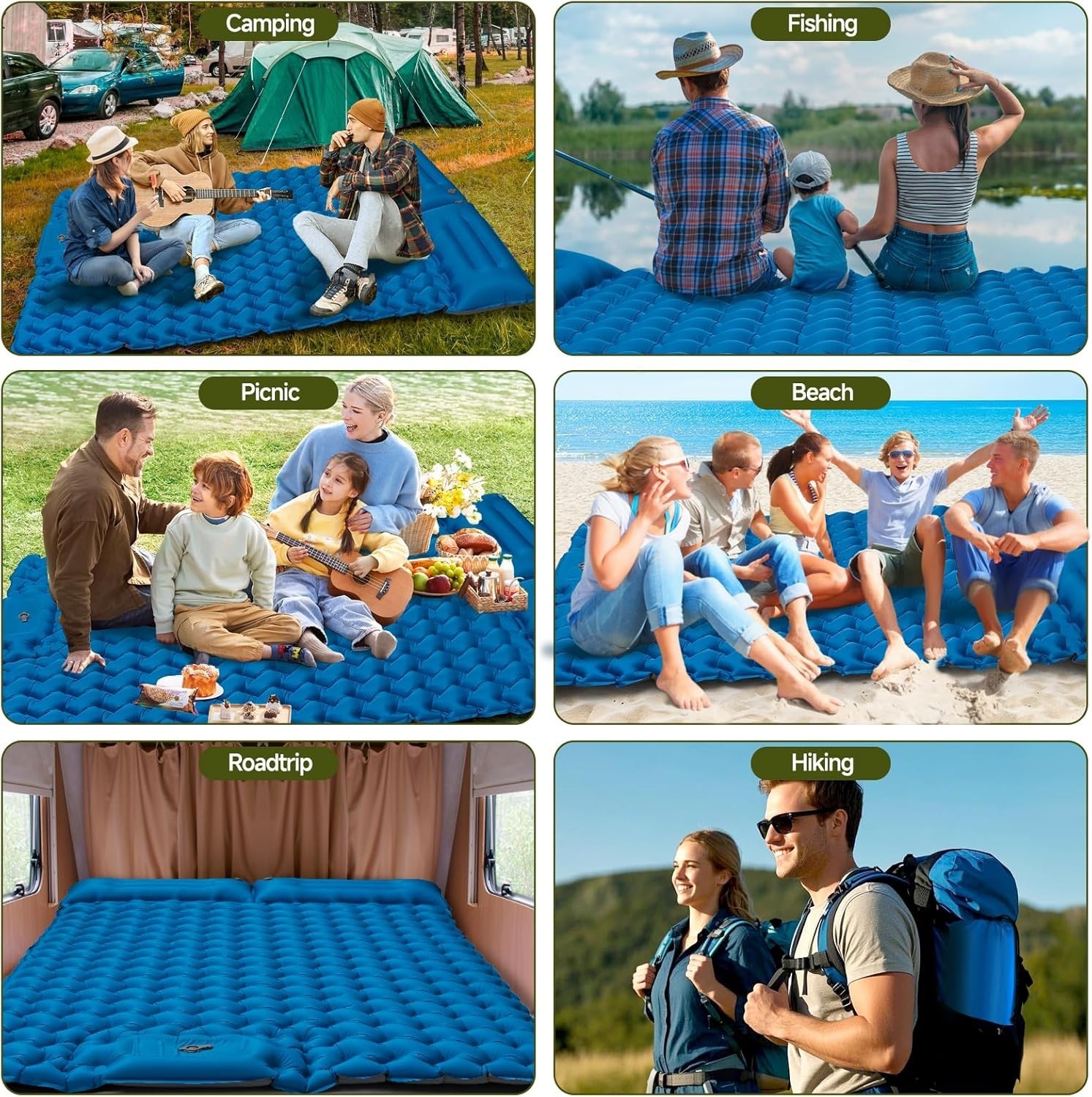 Ultralight 4" Thick Inflatable Sleeping Pad for Camping - Quick Inflate & Carry