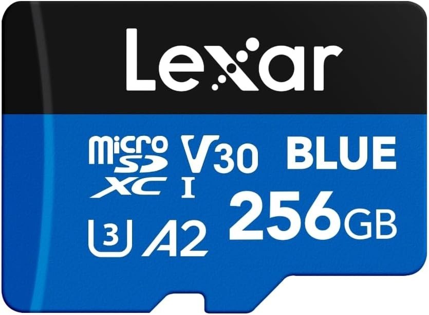 256GB Blue MicroSD Card with SD Adapter