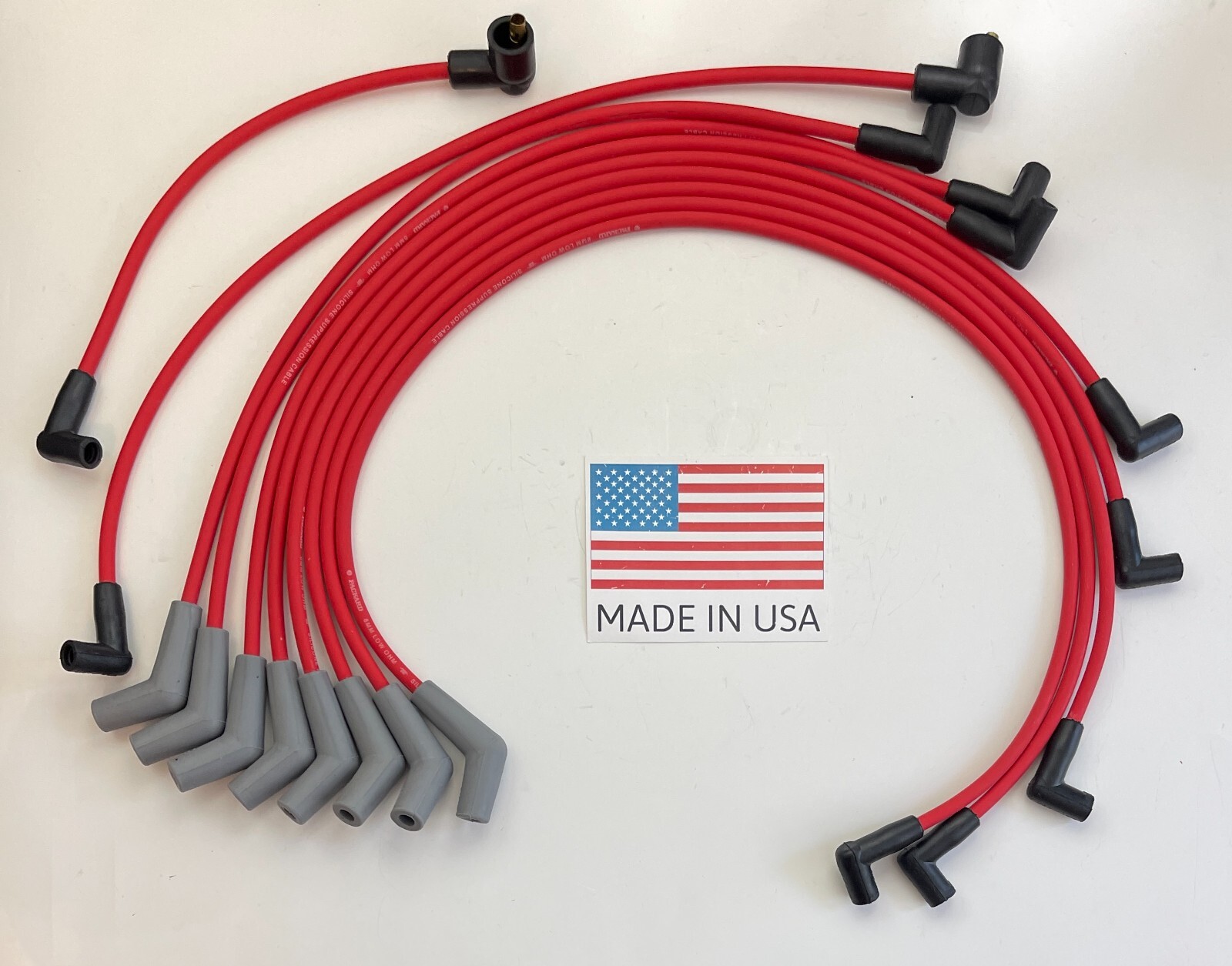 FORD Small Block 289-302-351W HEI RED 8mm Spiral Core Spark Plug Wires made USA