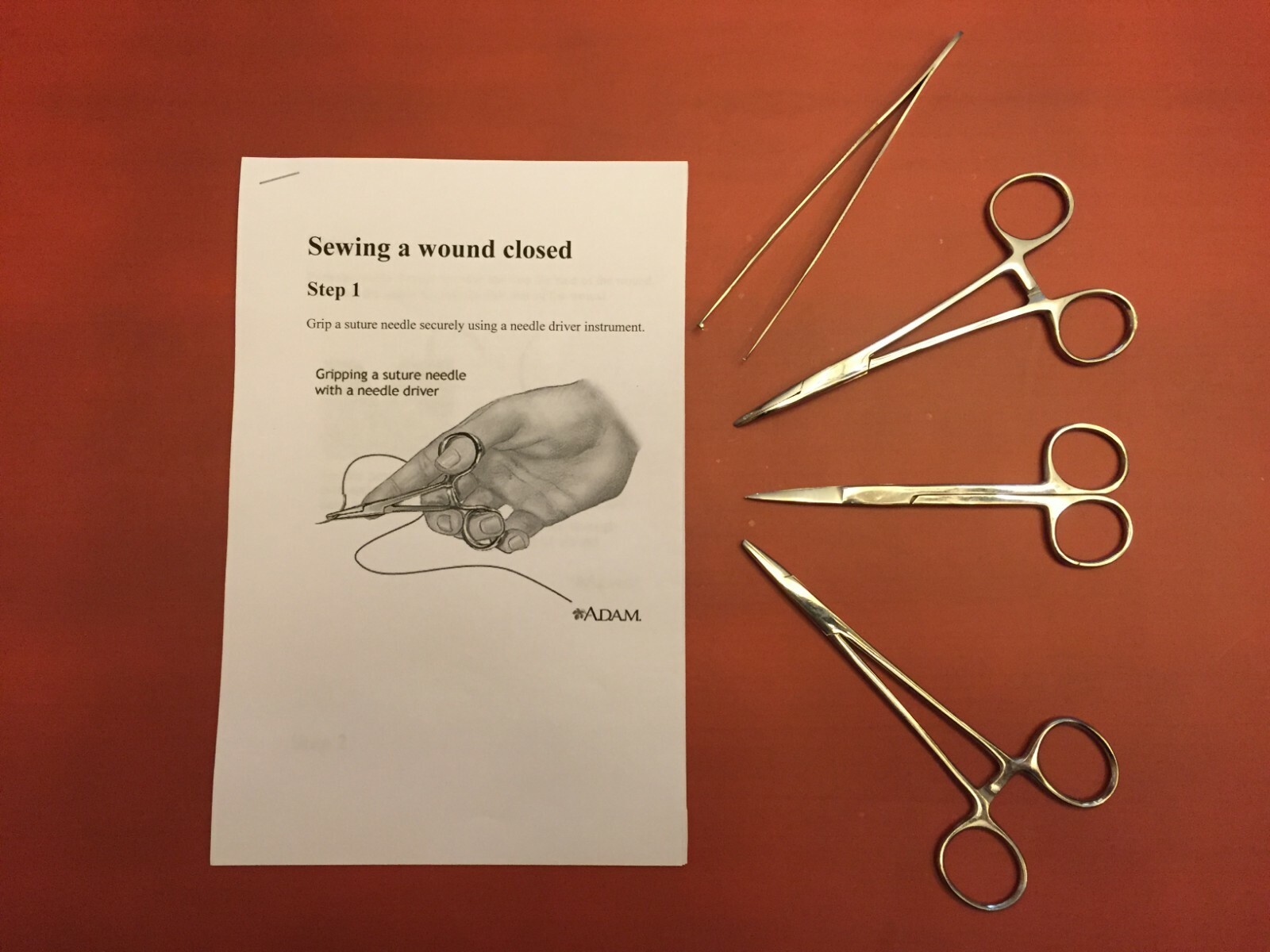 SUTURE KIT Student Suture Instruments Set 4 Piece Set. L@@K + Instructions.