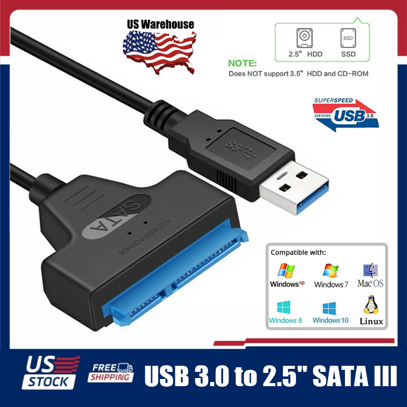 2X1 USB 3.0 to 2.5" SATA III Hard Drive Adapter Cable SATA to USB 3.0 Converter