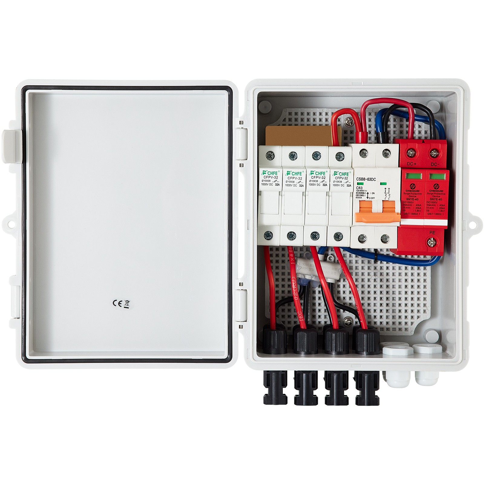 Uimoso Solar PV Combiner Box 4 String 15A for Solar Panel System, ABS Case, IP65