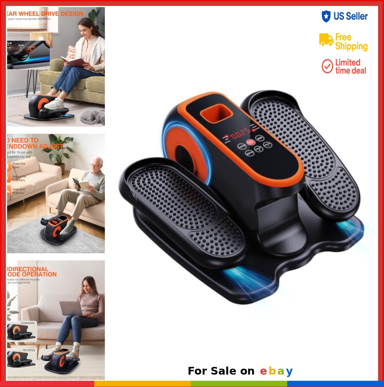 Under Desk Elliptical Machine Electric Leg Exerciser 12 Speed Remote Control