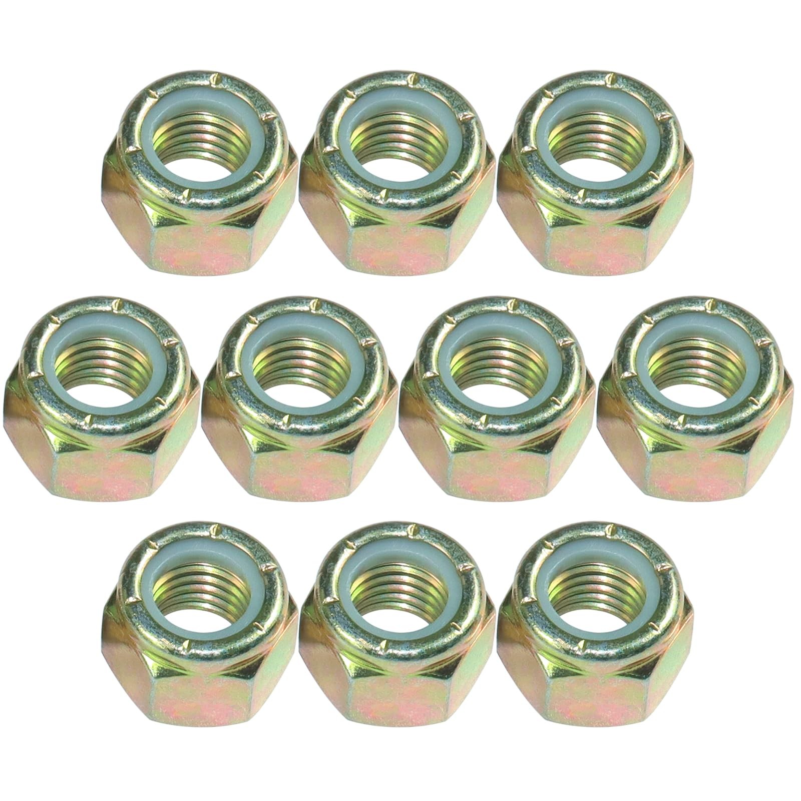 5/8" Nylon Lock Nut, Carbon Steel by Color Galvanization,Grade 5.(10pcs Pack)