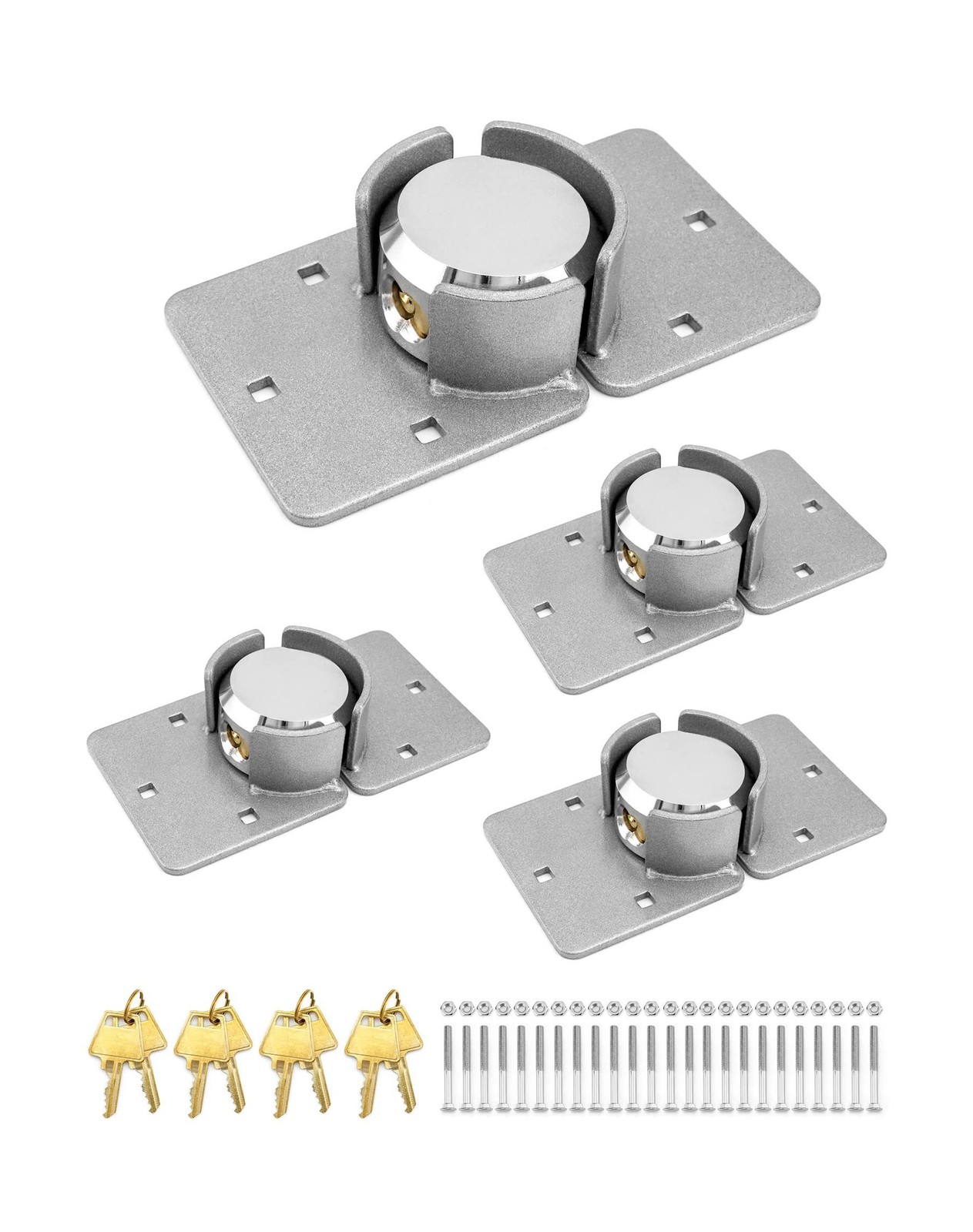 QWORK Solid Steel Puck Lock Set with Hasp – Reinforced Security Design for