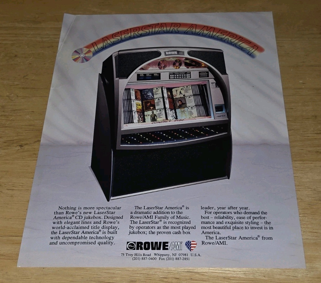 VTG Original Factory Jukebox Ami-Rowe Laserstar Cd -100c America SALES FLYER
