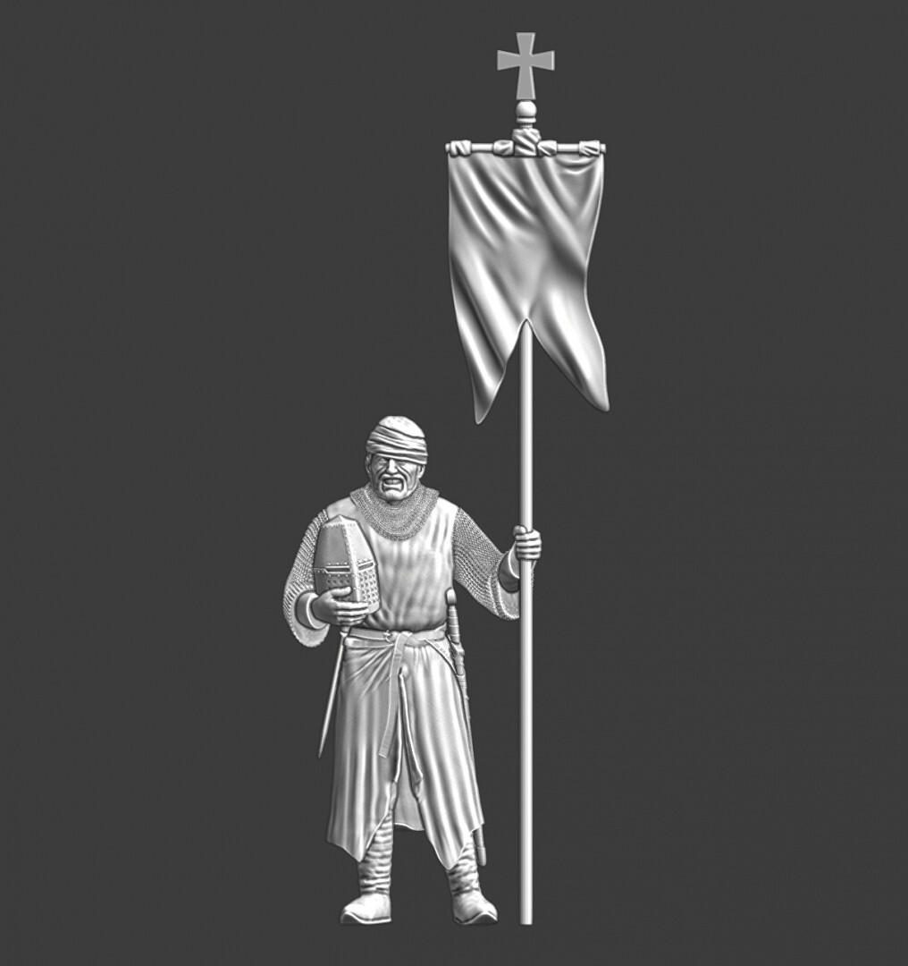 Northern Crusades Miniatures Medieval Crusader Knight Standard Banner Bearer 3D