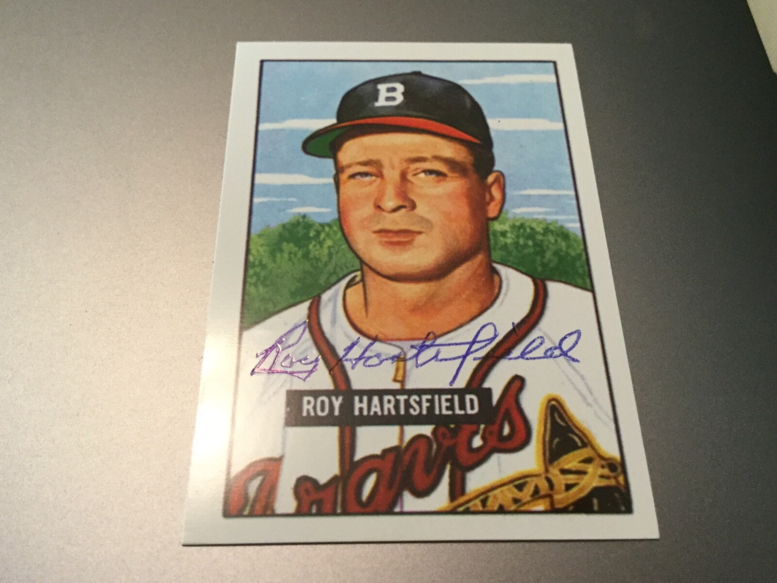 1951 Bowman Reprint Autographed Baseball Card Roy Hartsfield Braves (d.2011)