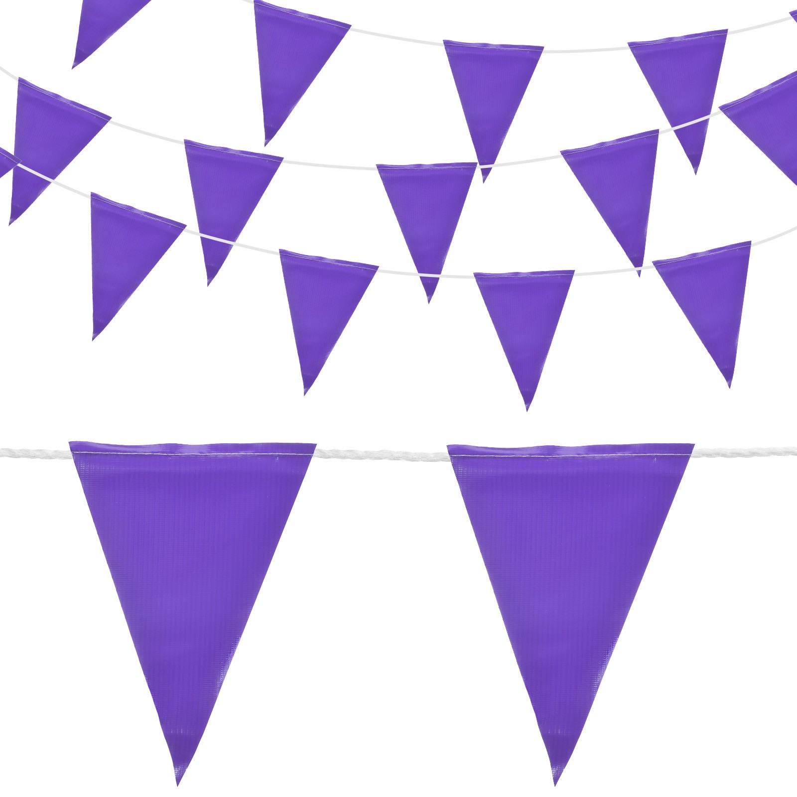 102ft 45pcs Caution Pennant Banner Flags Perimeter Marking Flag, Purple