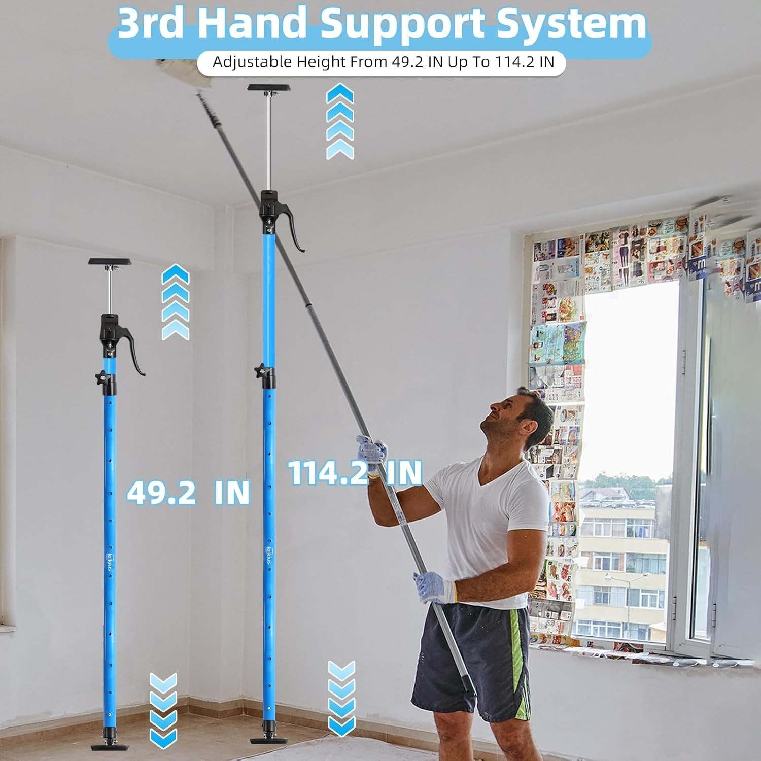 Cabinet Jacks for Installing Cabinets Drywall Support Pole Adjustable Extend ...