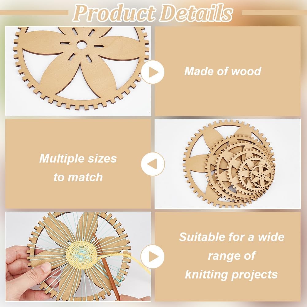 6 Sizes Poplar Wood Weaving Loom Kit, Round DIY Weaving Loom DIY Weaving Art ...