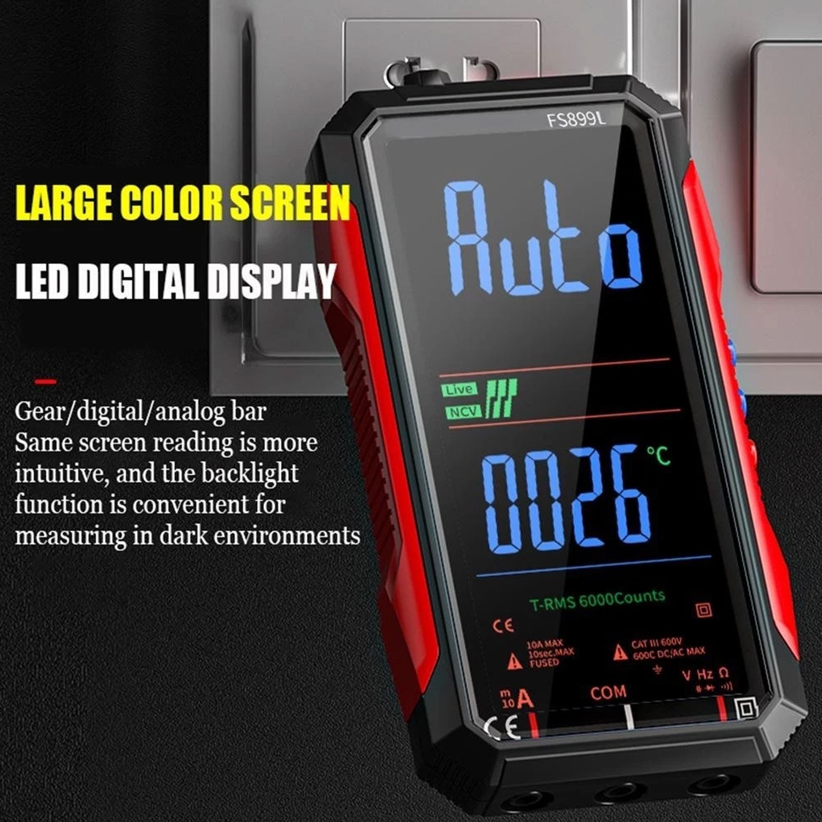 USB C Rechargeable Digital Multimeter with Large Display for Electrical Testing
