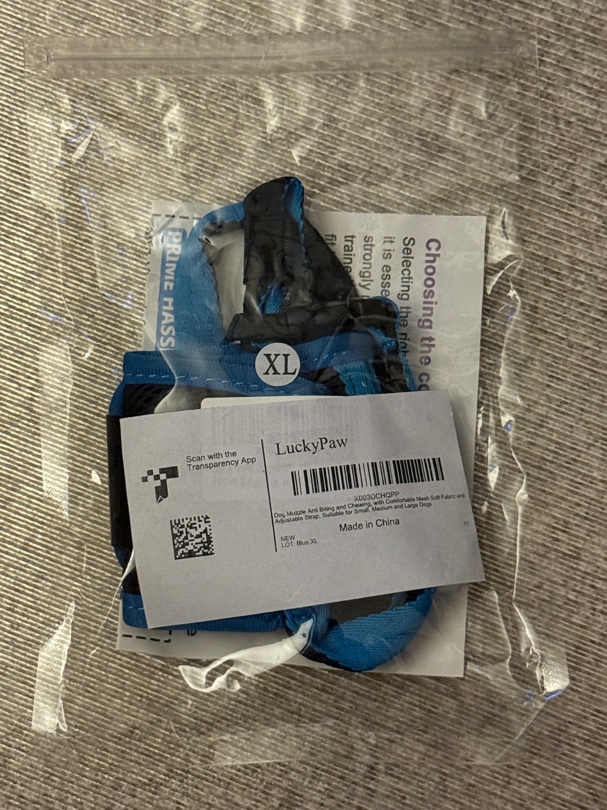 Lucky Paw Blue Gentle Dog Muzzle Guard Size XL