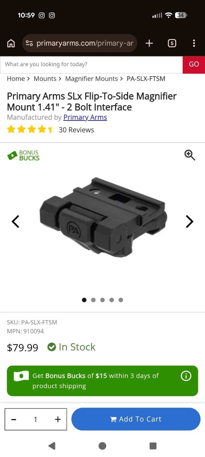 primary arms slx acss red dot, slx micro magnifer, and ftsm mount