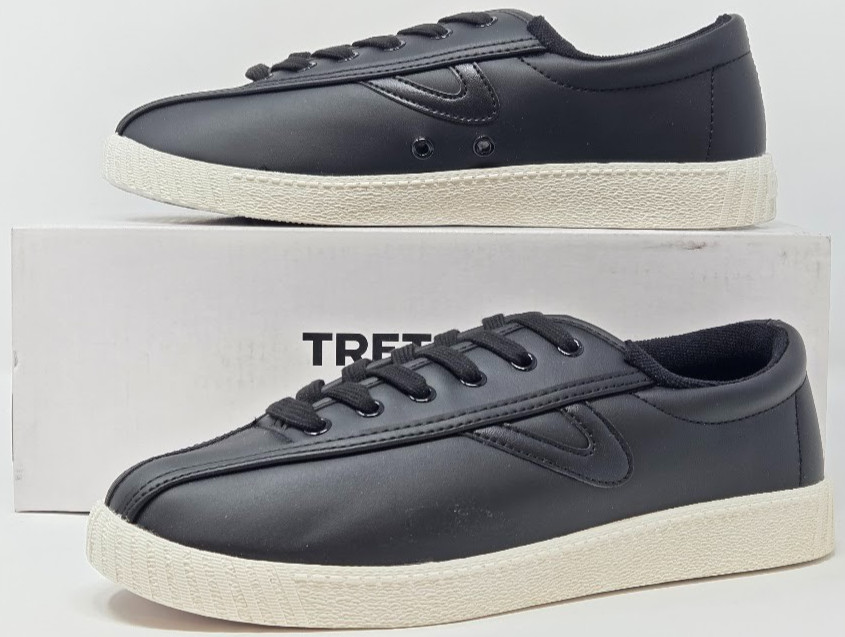 Tretorn Nylite PU Womens Lace Up Sneakers Casual Comfort Shoes Black 10 M