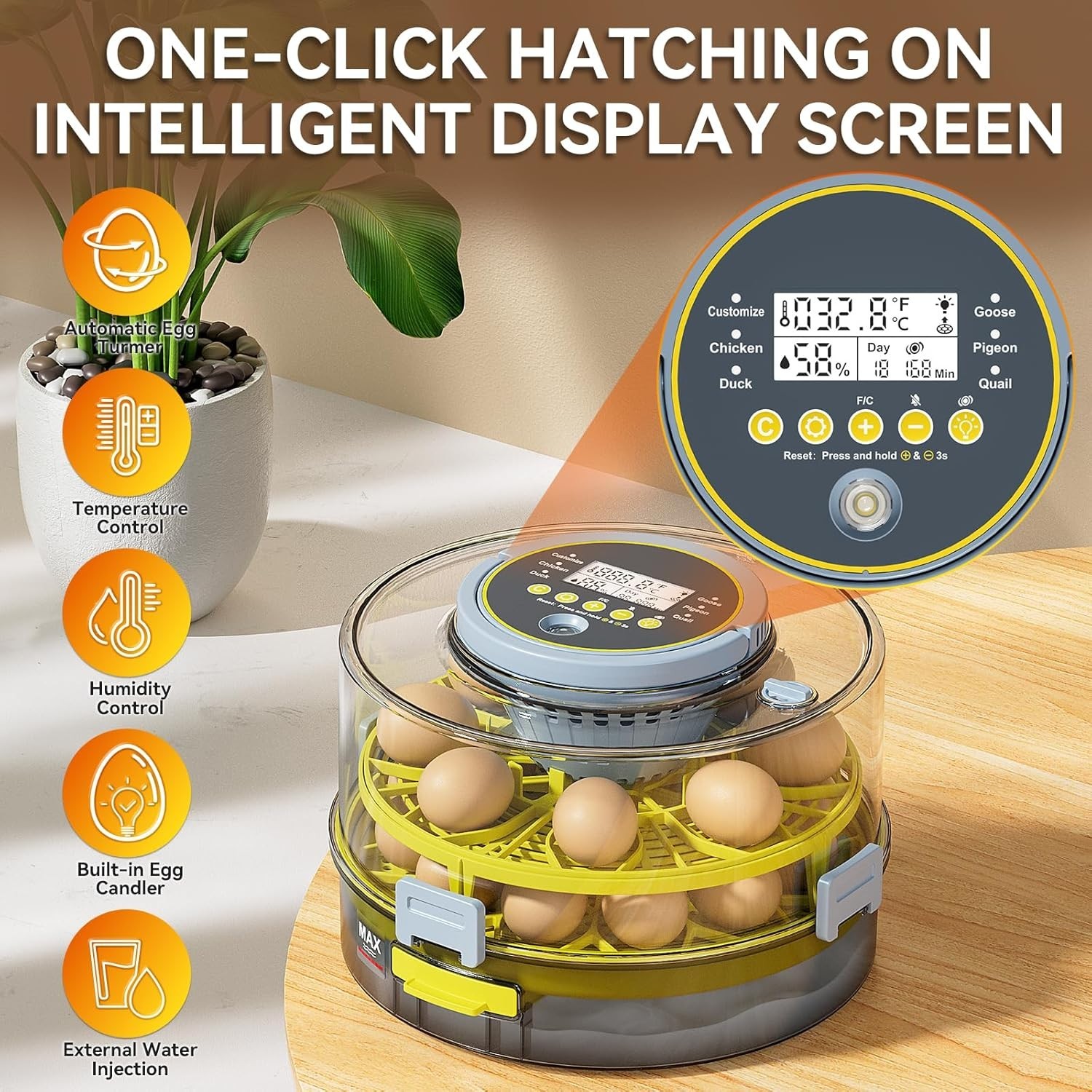 Incubators for Hatching Eggs, Egg Incubator with Automatic Egg Turning and Humid
