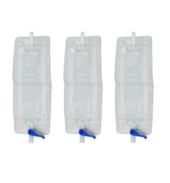 3 Pack Hollister Sterile Urinary Leg Bag 18 oz. 562 mL Vinyl NO Leg Straps #9814
