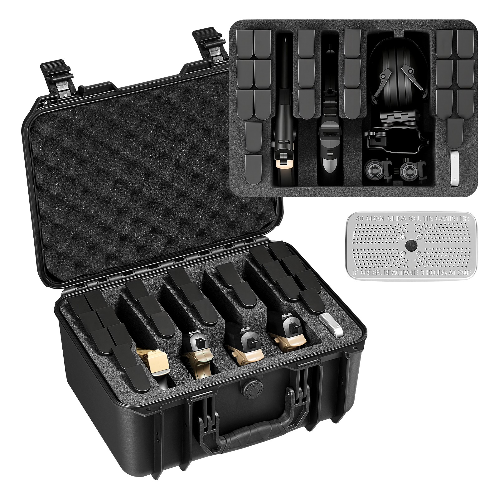 VEVOR Hard Pistol Case with XPE Foam Lining Pistol Storage Box 15.9x12.5x7.5 in