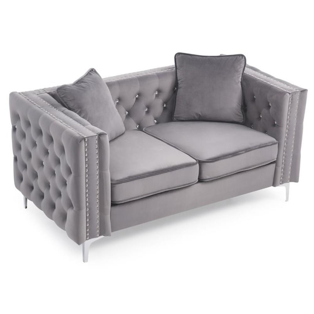 Glory Furniture Paige Velvet Loveseat in Gray