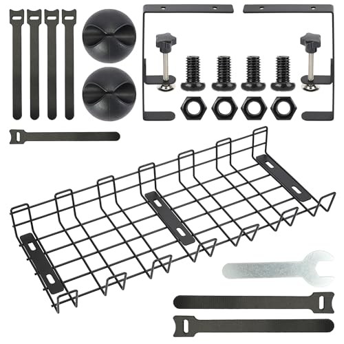 Under Desk Cable Management Tray - No Drilling, Tools-Free, Adjustable Iron