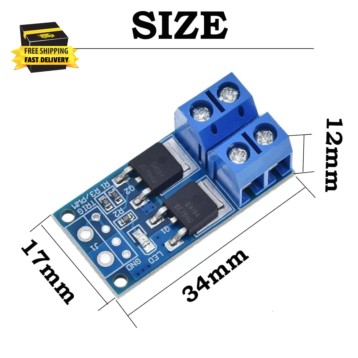 5 PCS Dual High Power MOSFET Trigger Switch Driver Module, DC 5V-36V, 15A 400W,