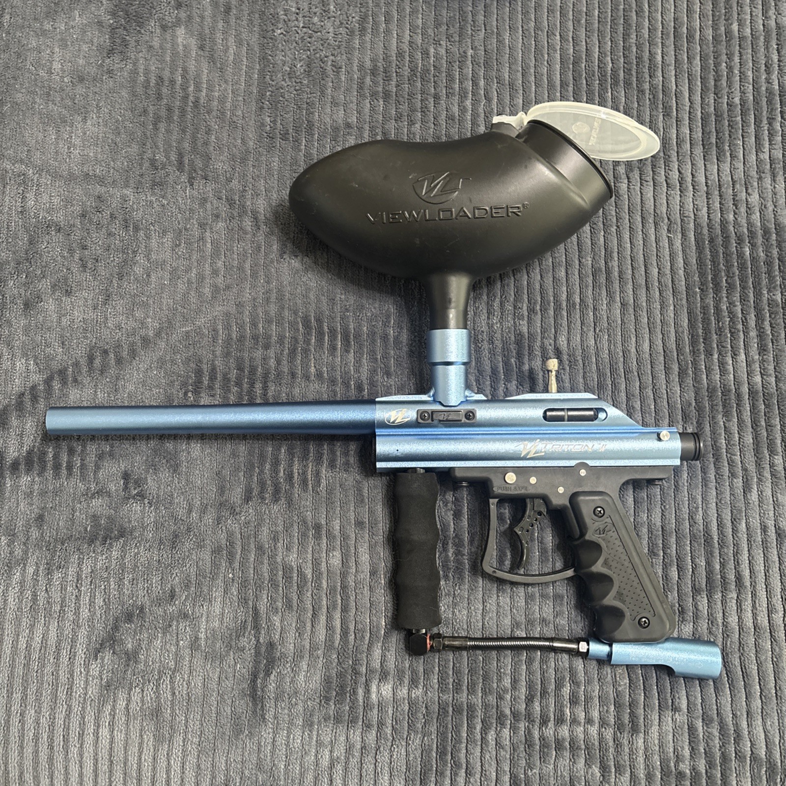 VL Triton II 2 Blue Paintball Marker With Hopper Tested Working Condition