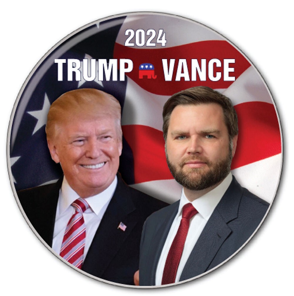1 TRUMP VANCE CAMPAIGN 2024 3" PIN BACK BUTTONS PRESIDENT OF THE UNITED STATES
