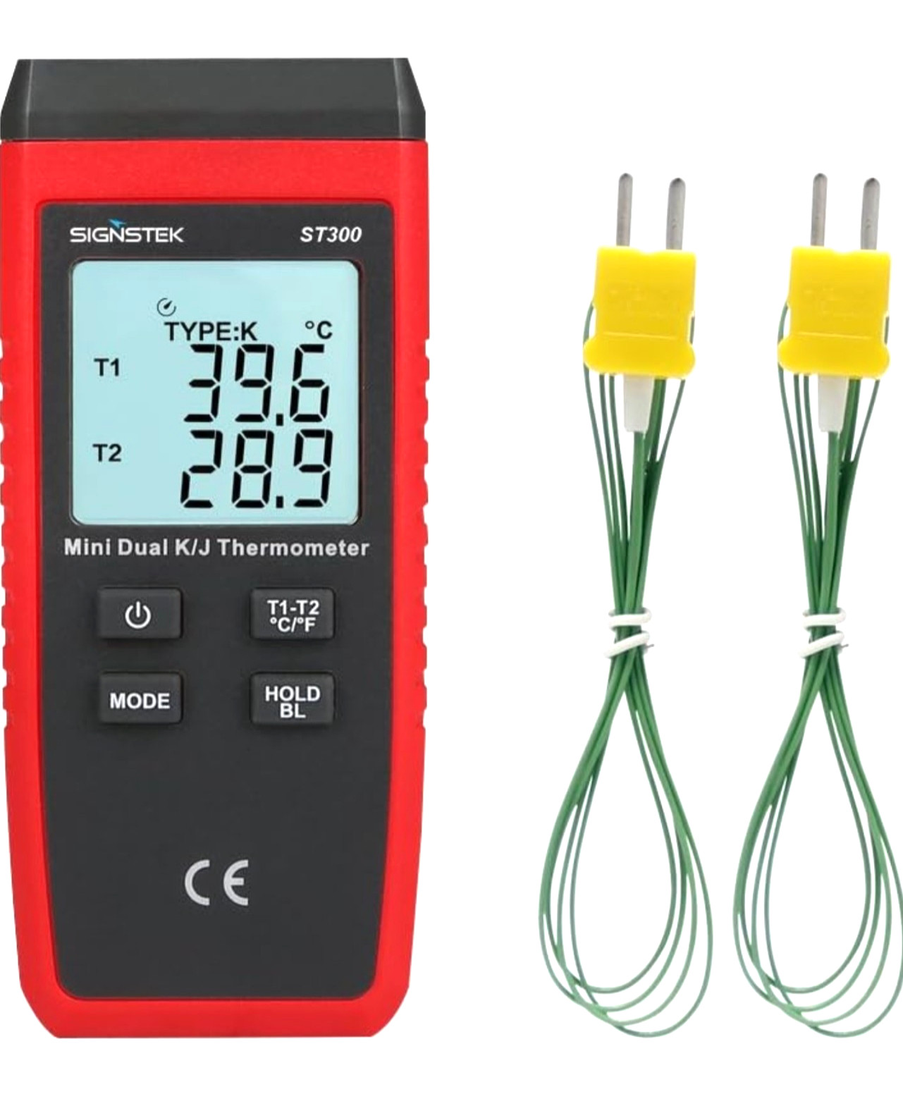 Signstek ST300 Dual Channel K/J Type Digital Thermocouple Thermometer 58°F~1022