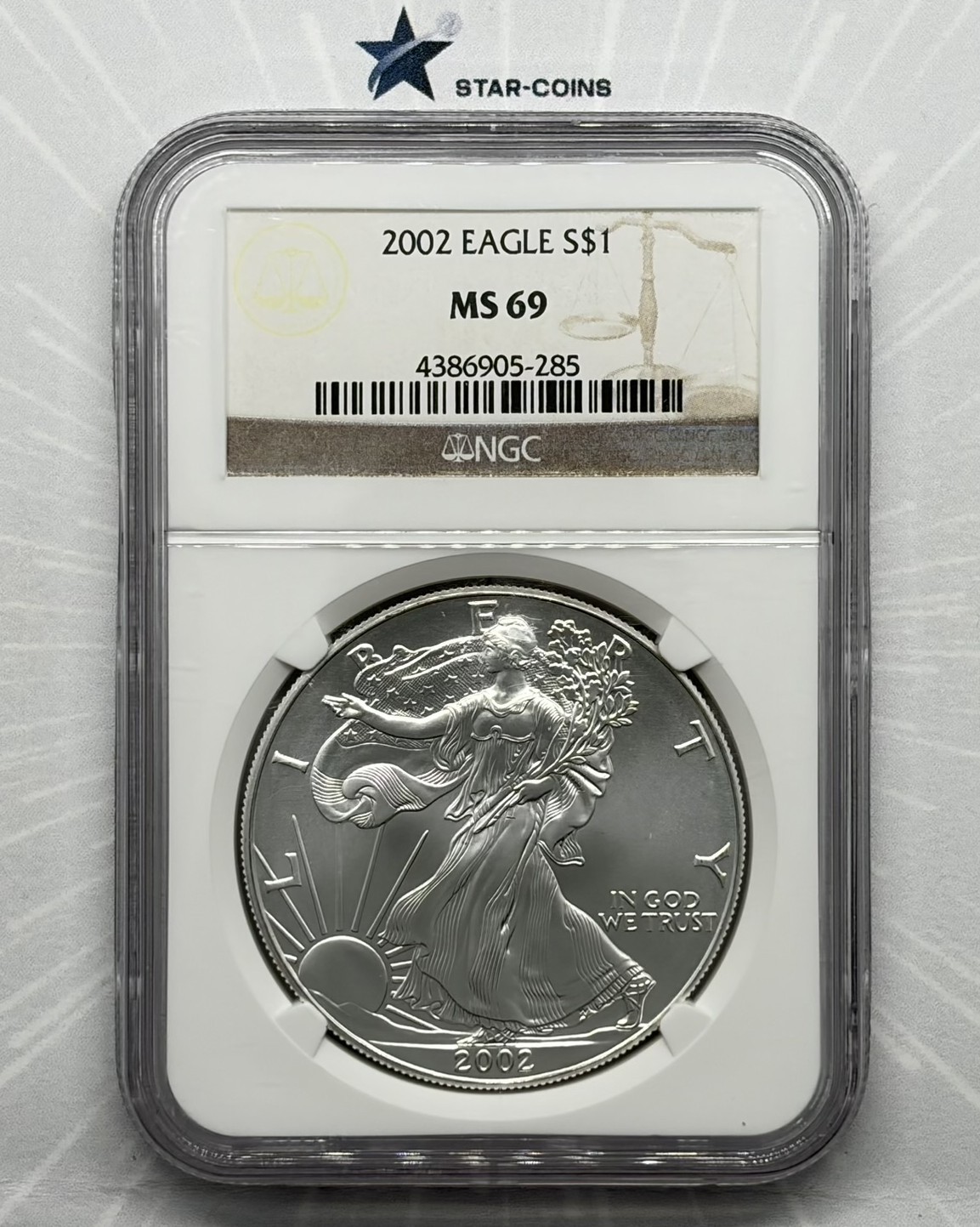 2002 Silver Eagle NGC MS69 Brown Label