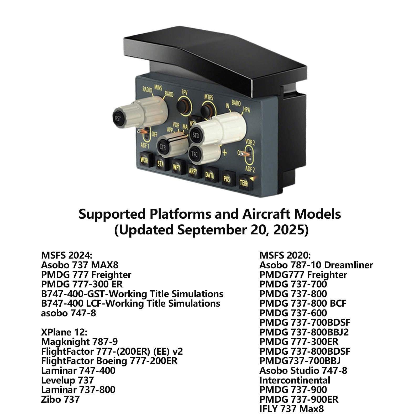 WINWING PDC 3M Flight Control Panel for X-Plane MSFS Flight SimulatormhzDCA