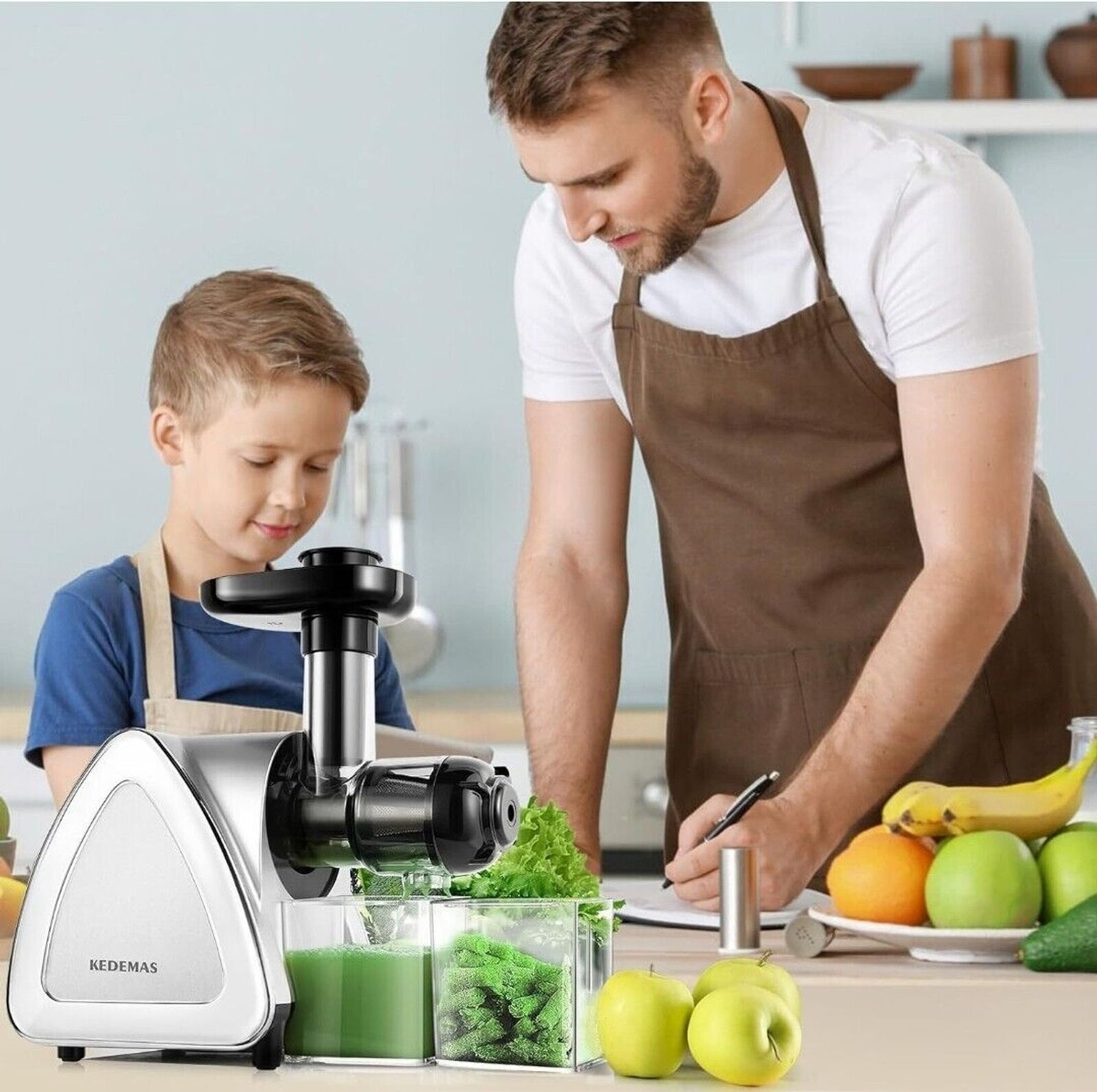 Portable Hand Juicer, Juicer Machines with Reverse Function, Cold press, Silver