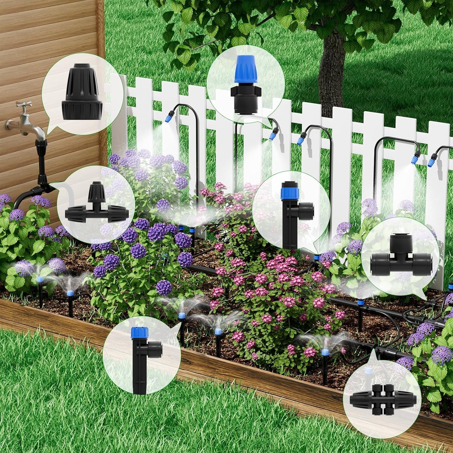 256Ft Quick-Connect Drip Irrigation System Kit for Efficient Garden and Green...
