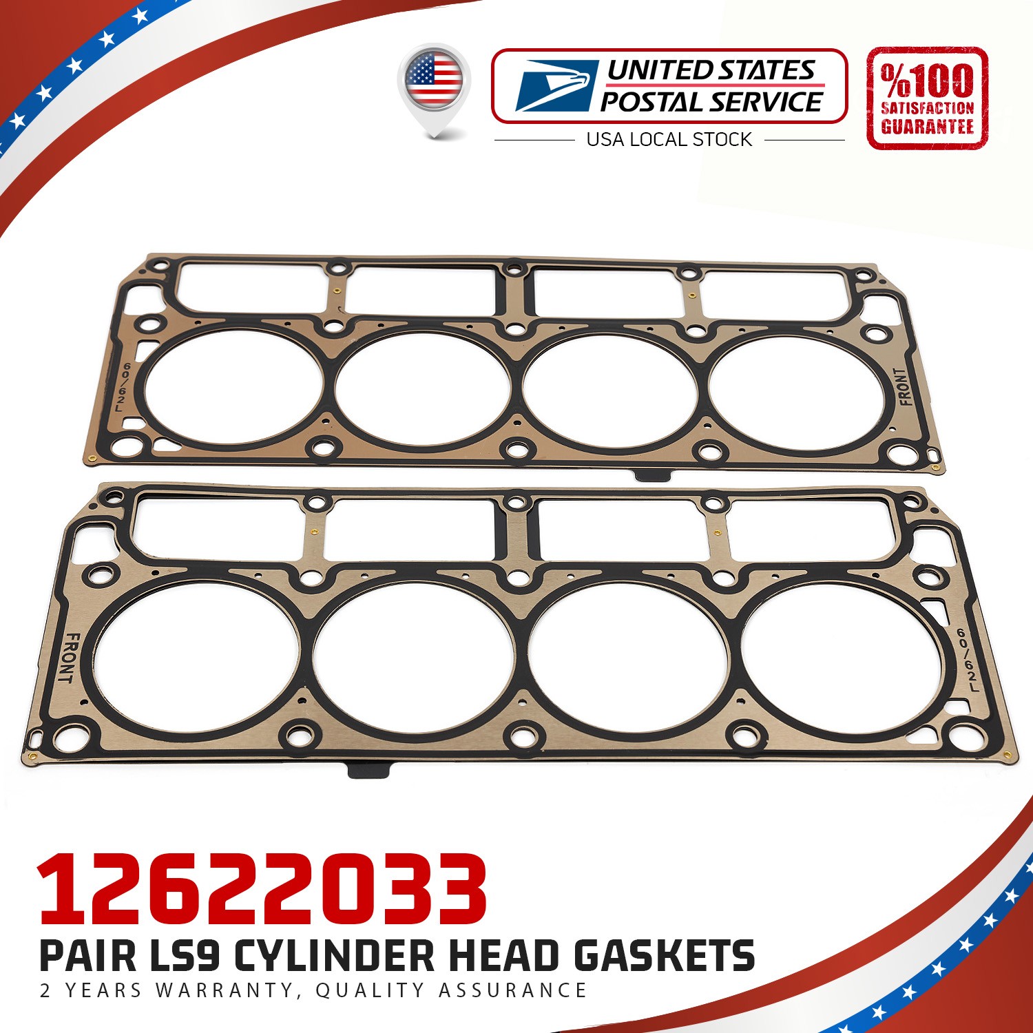 LS9 MLS Layers Cylinder Head Gaskets Pair Set For GM #12622033 6.0L 6.2L LS3