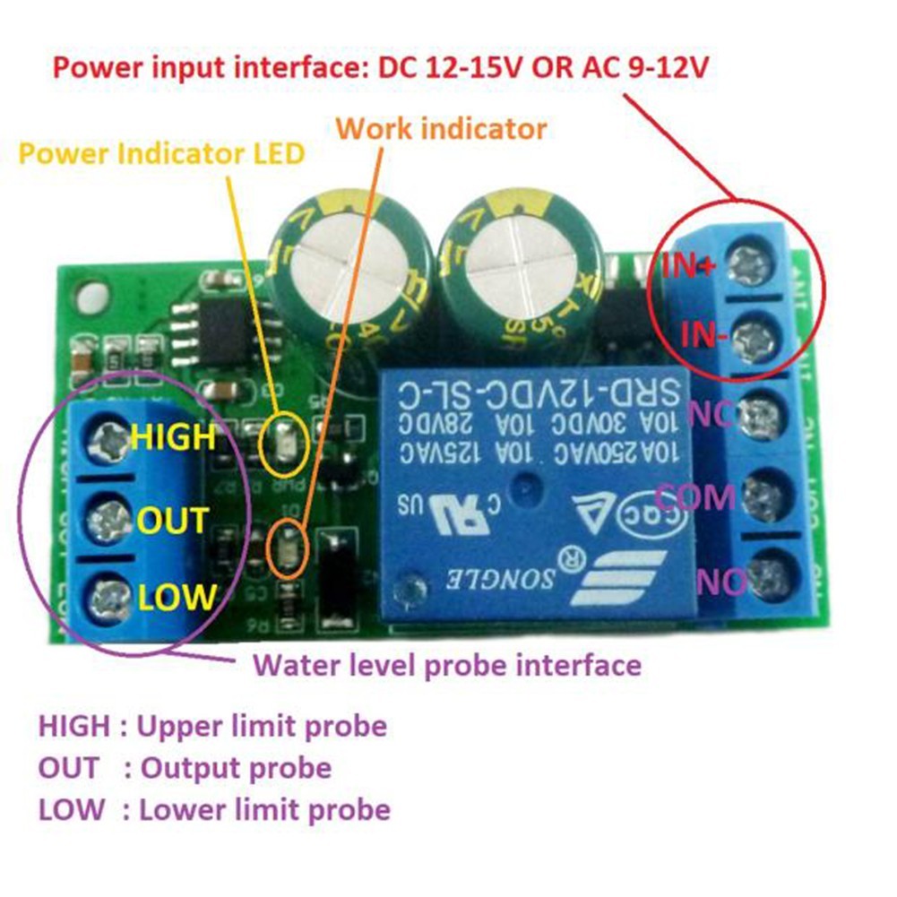1 Pcs DC 12V AC 9V Level Controller Sensor Module Switch Control Relay Board