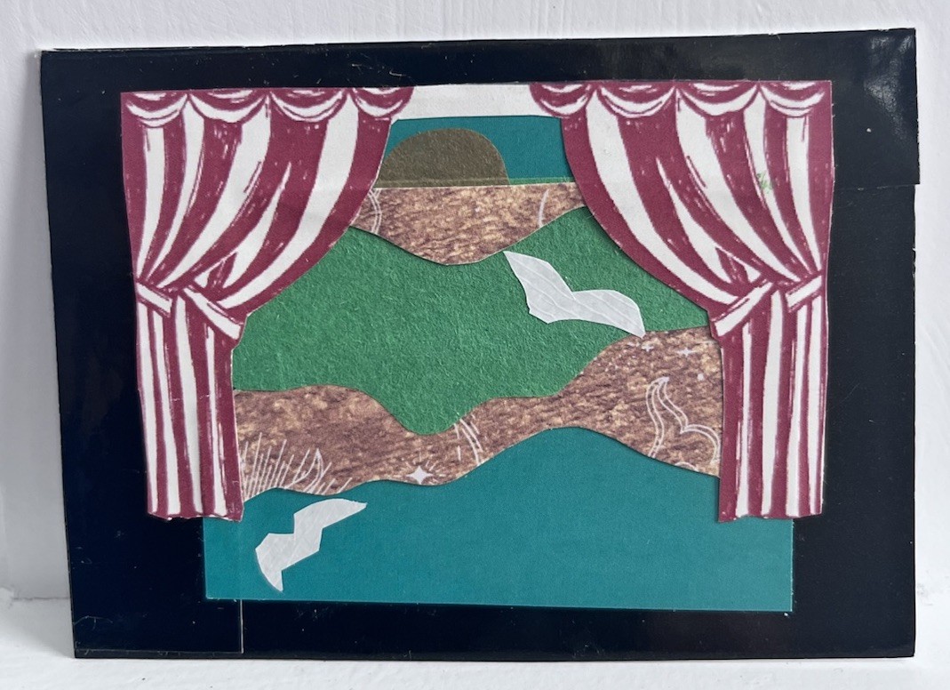 ACEO Art Card Original, Signed “Worlds a Stage” numbered, Mixed Media collage