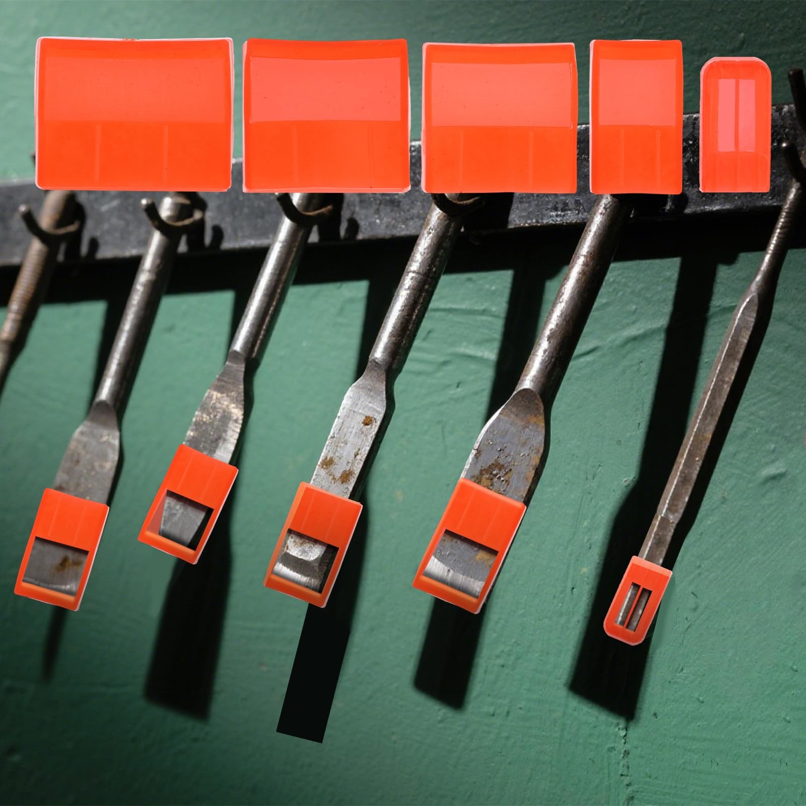 20pcs Chisel Edge Guards, Plastic Protective Covers for 1.9x0.98cm, Red