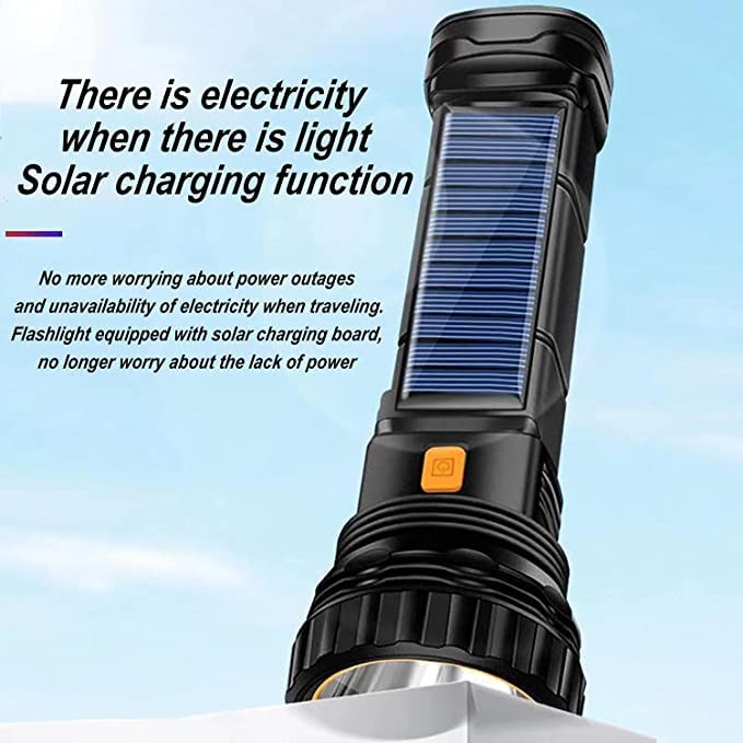 E-SHIDAI Solar/Rechargeable Multi Function 1000 Lumens LED 2PCS Black