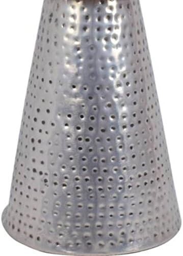 MADHU'S COLLECTION HAMMERED STOOL/SIDE TABLE, ANTIQUE HAMMERED SILVER