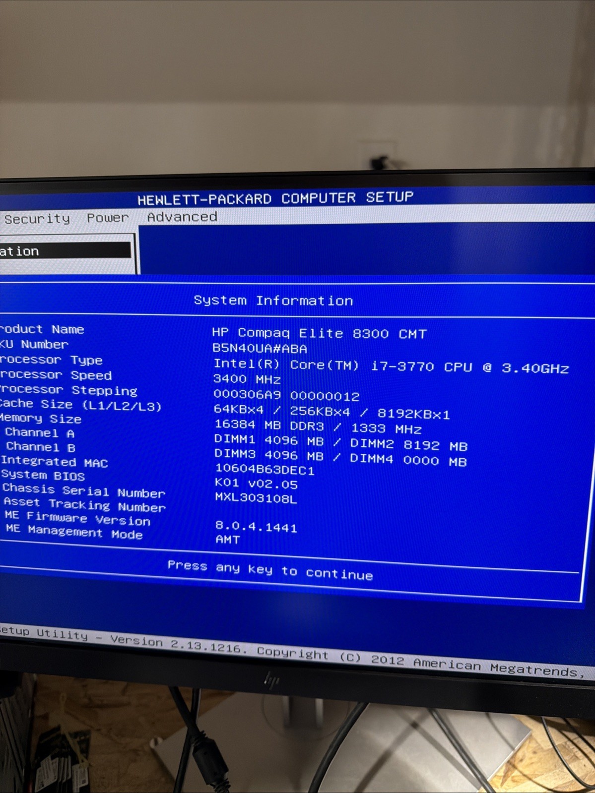 HP compaq Elite 8300 CMT i7-3770 CPU 12 GB RAM 500 GB HD NO OS C314