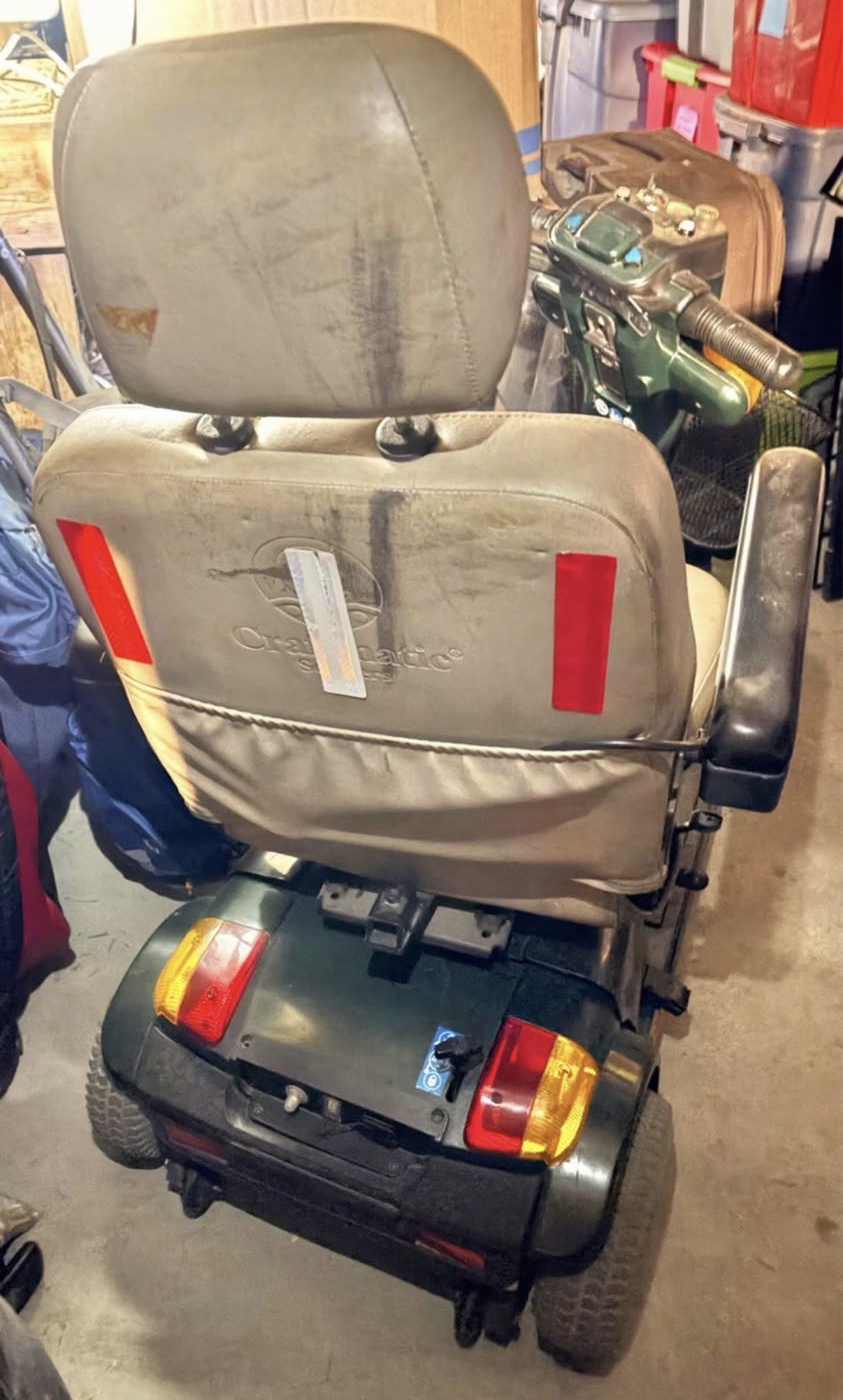 4-Wheel Mobility Scooter Electric/Battery Green/Beige w/ Front Basket