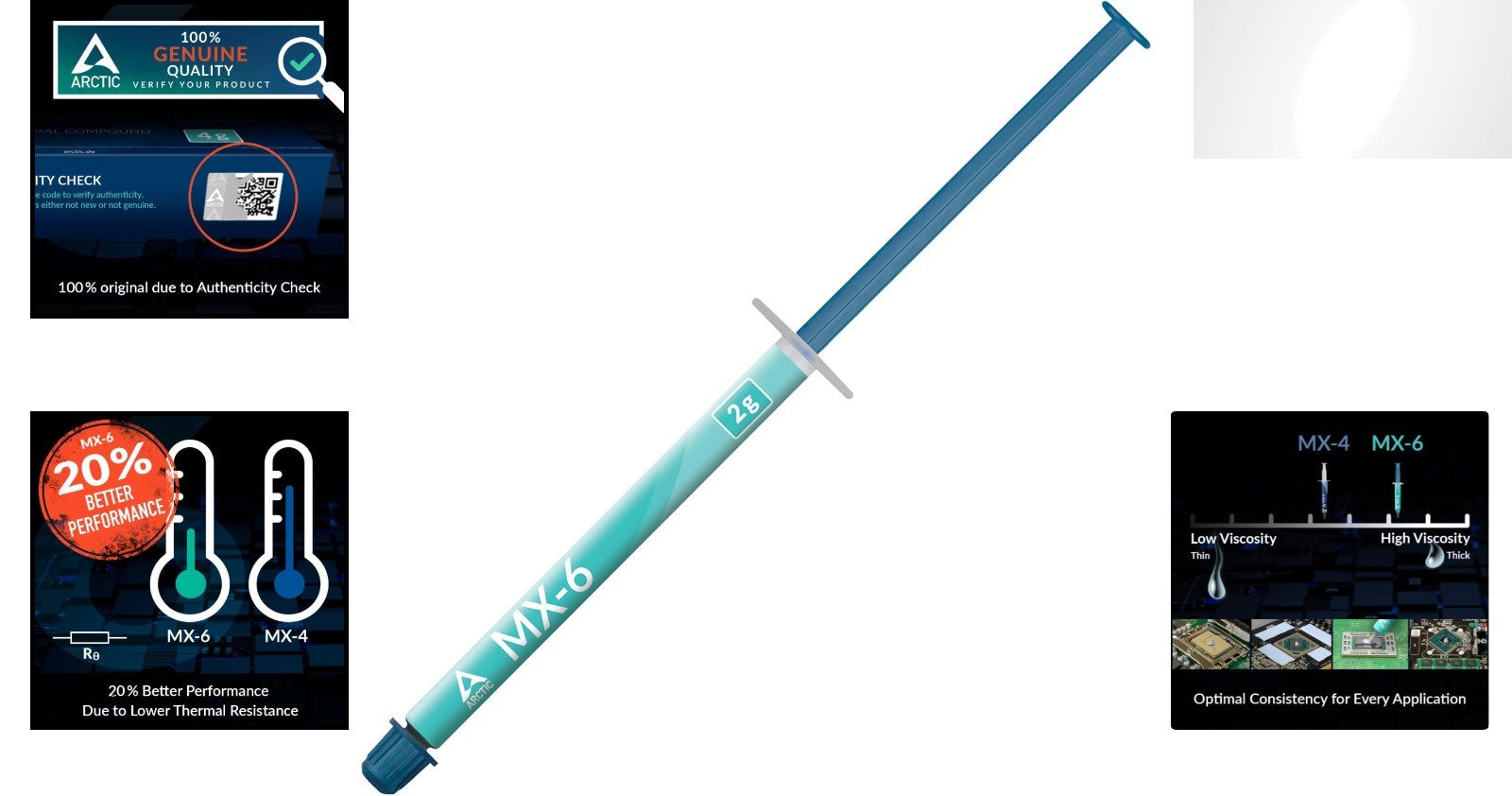 ARCTIC MX-6 (2 g) - Ultimate Performance Thermal Paste for CPU, Consoles, 8 g