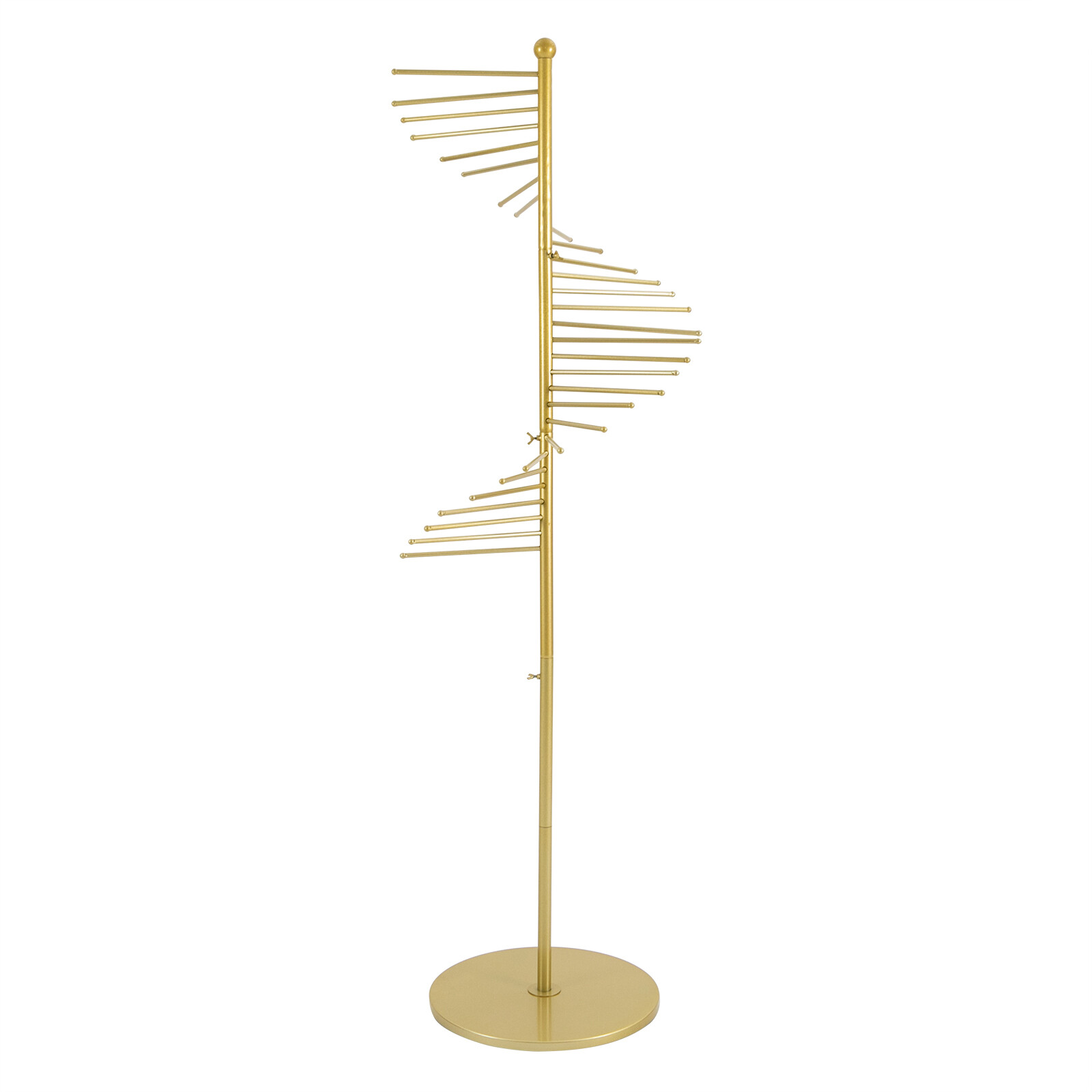 Gold Spiral Scarf Display Rack – Freestanding Elegant Organizer for Accessories.