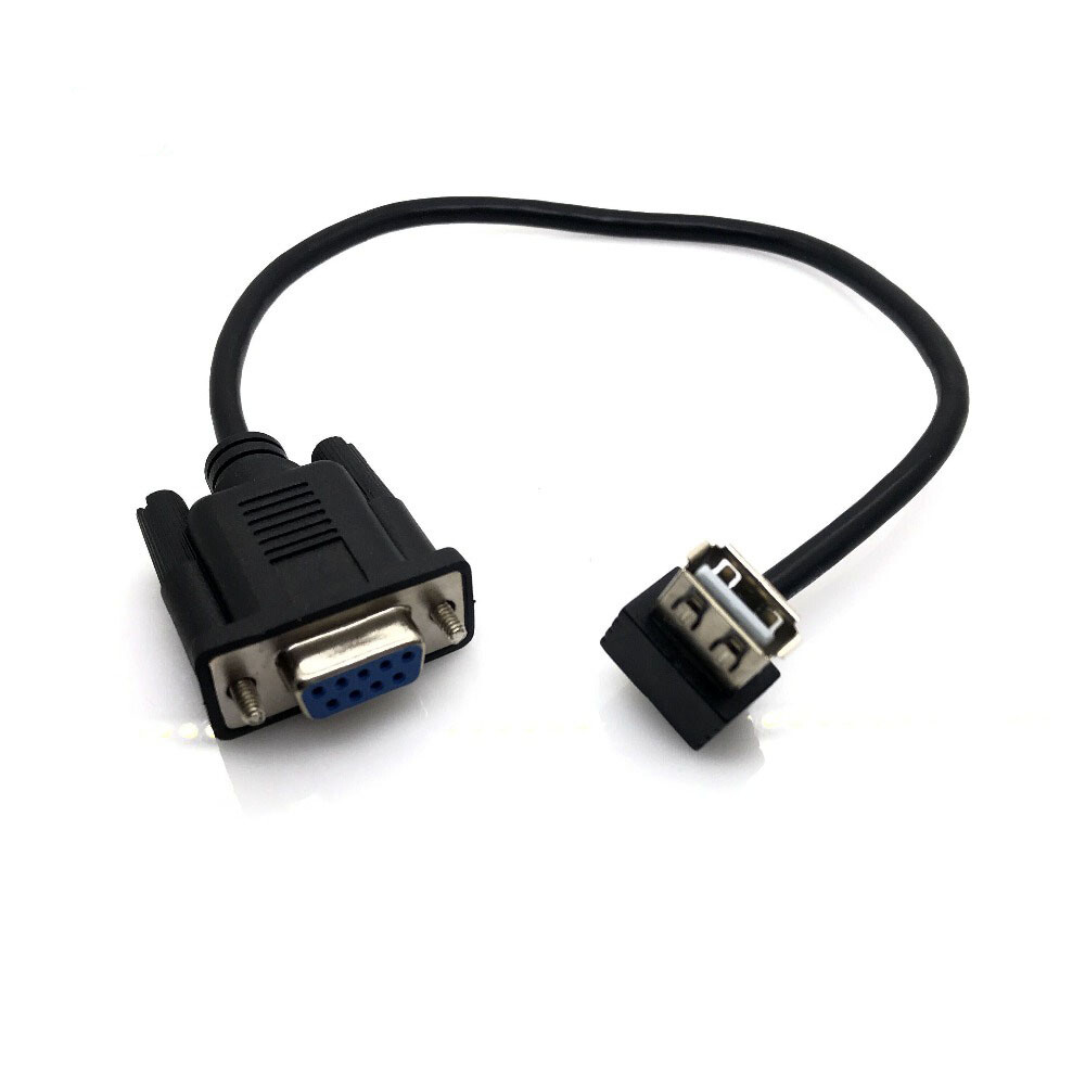 RS232 DB9 Female to USB 2.0 A Female Angle Serial Cable Adapter Converter Cord