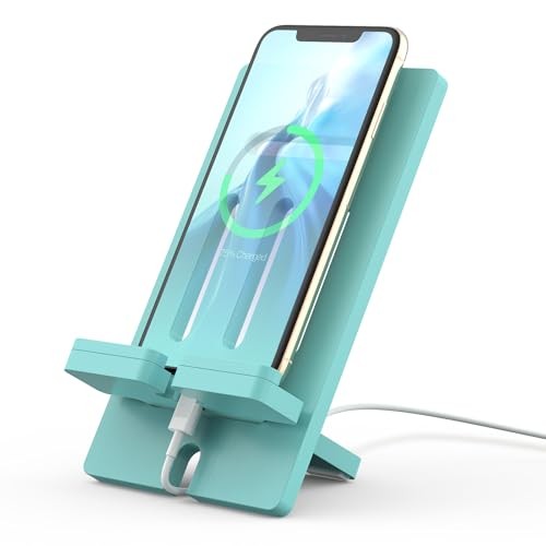Bamboo Phone Tablet Stand, Adjustable Moblie Phone Holder, Phone Stand(Teal)